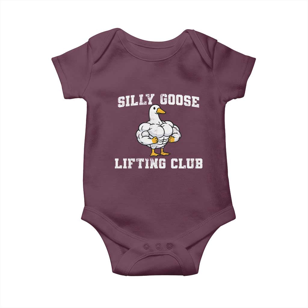 Silly Goose Lifting Club Baby Onesie Funny Gym Meme TS10 Maroon Print Your Wear