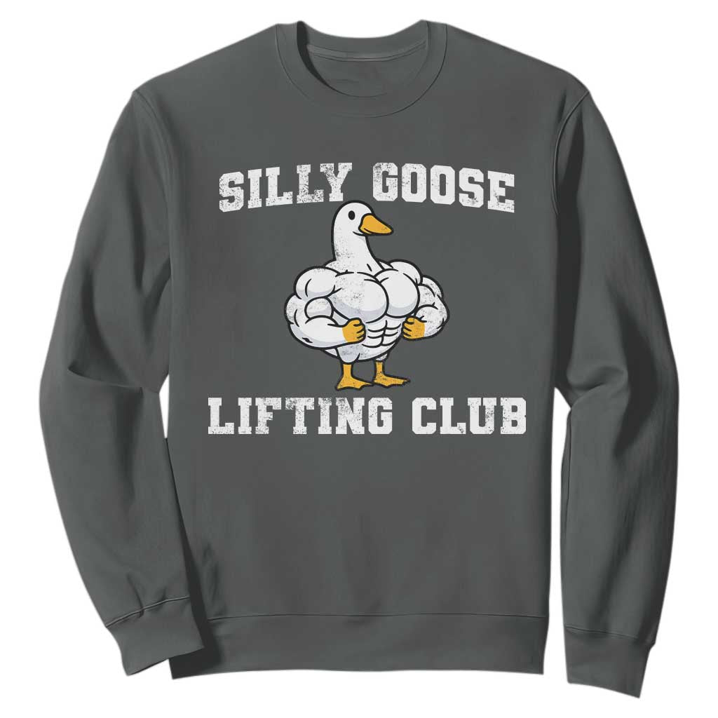 Silly Goose Lifting Club Sweatshirt Funny Gym Meme TS10 Dark Heather Print Your Wear