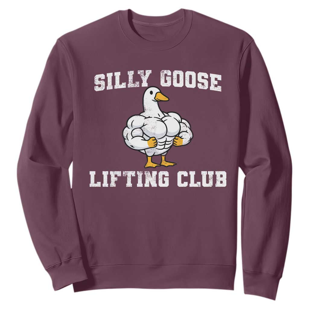 Silly Goose Lifting Club Sweatshirt Funny Gym Meme TS10 Maroon Print Your Wear