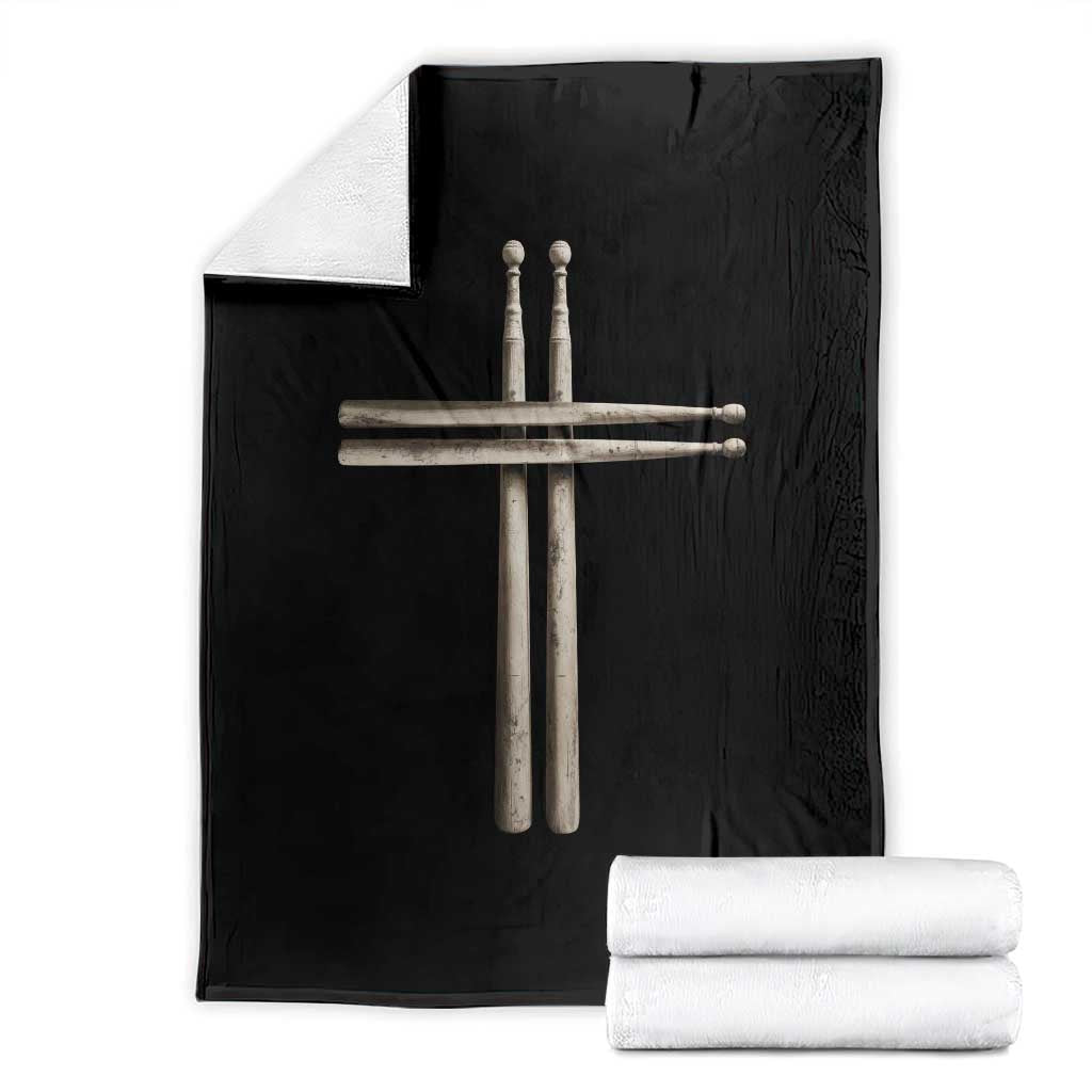 Christian Drummer Throw Blanket Drumstick Cross Rock Music Lover Gift TS10 Black Print Your Wear