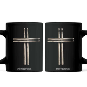 Christian Drummer Coffee Mug Drumstick Cross Rock Music Lover Gift TS10 Black Print Your Wear