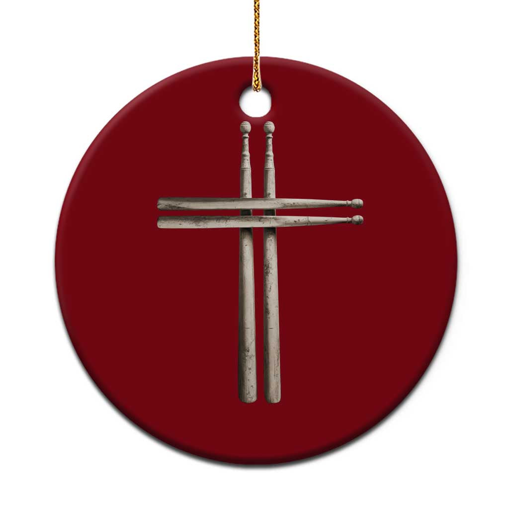 Christian Drummer Ceramic Ornament Drumstick Cross Rock Music Lover Gift TS10 1pc Red Print Your Wear
