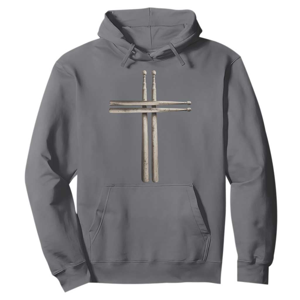 Christian Drummer Hoodie Drumstick Cross Rock Music Lover Gift TS10 Charcoal Print Your Wear