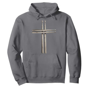 Christian Drummer Hoodie Drumstick Cross Rock Music Lover Gift TS10 Charcoal Print Your Wear