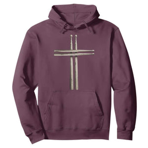Christian Drummer Hoodie Drumstick Cross Rock Music Lover Gift TS10 Maroon Print Your Wear