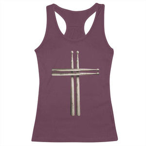 Christian Drummer Racerback Tank Top Drumstick Cross Rock Music Lover Gift TS10 Maroon Print Your Wear