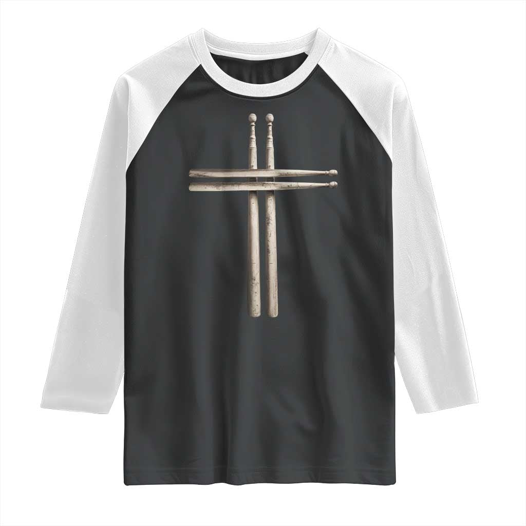 Christian Drummer Raglan Shirt Drumstick Cross Rock Music Lover Gift TS10 Black White Print Your Wear