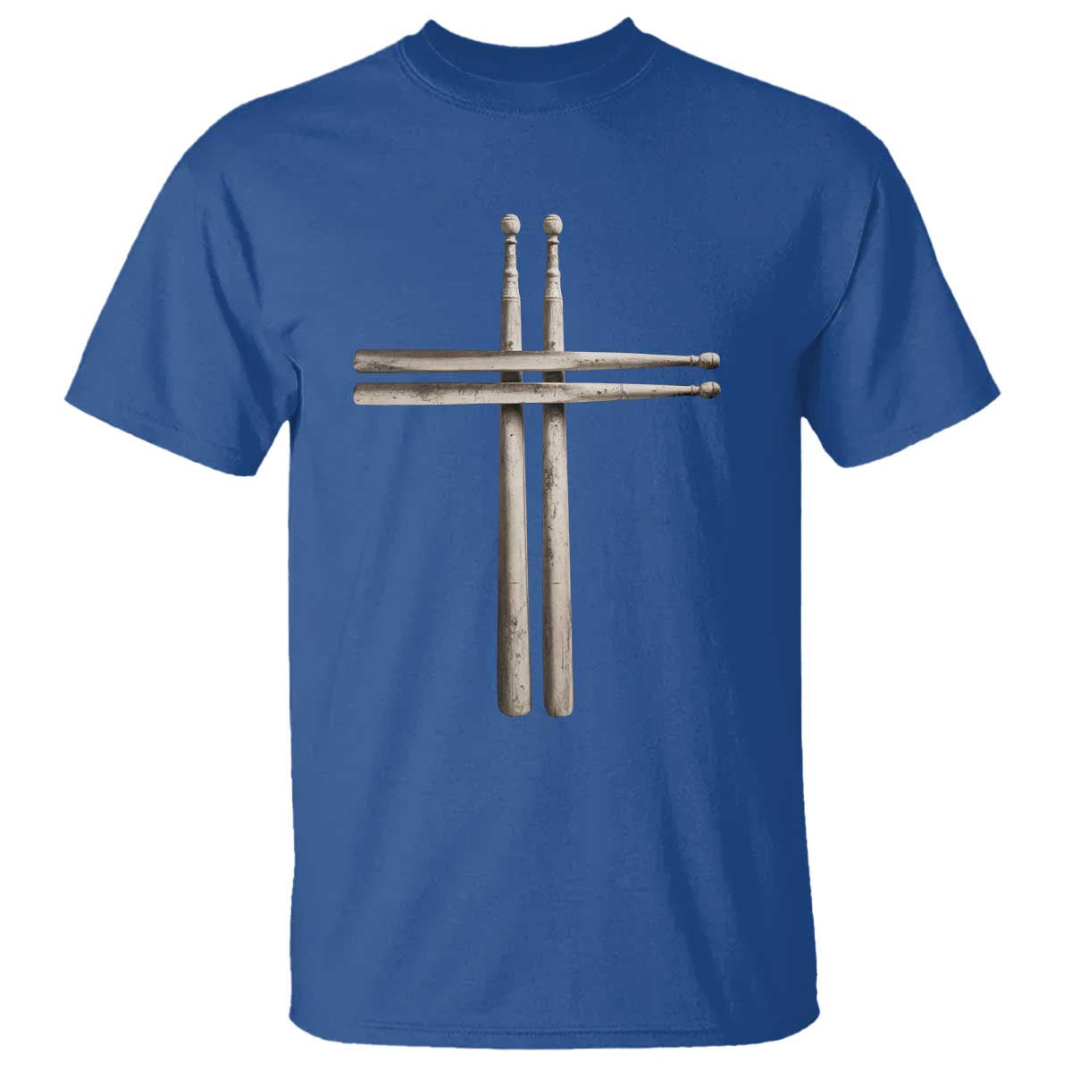 Christian Drummer T Shirt - Drumstick Cross Rock Music Lover Faith Gift Tee TS10 Royal Blue Print Your Wear