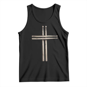 Christian Drummer Tank Top Drumstick Cross Rock Music Lover Gift TS10 Black Print Your Wear