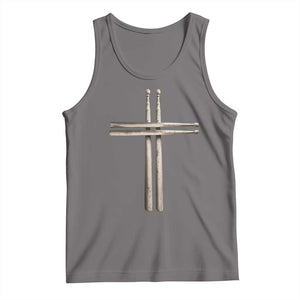 Christian Drummer Tank Top Drumstick Cross Rock Music Lover Gift TS10 Deep Heather Print Your Wear