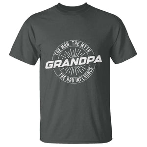Funny Grandpa T Shirt Man Myth Bad Influence Funny Fathers Day TS10 Dark Heather Print Your Wear