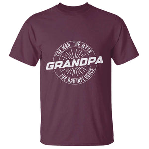 Funny Grandpa T Shirt Man Myth Bad Influence Funny Fathers Day TS10 Maroon Print Your Wear