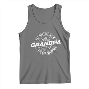 Funny Grandpa Tank Top Man Myth Bad Influence Funny Fathers Day TS10 Black Heather Print Your Wear