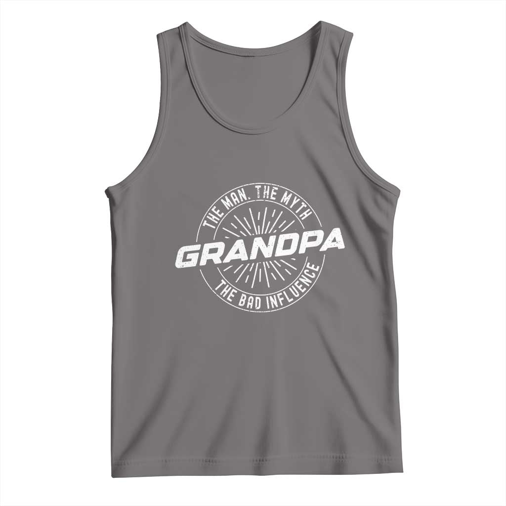 Funny Grandpa Tank Top Man Myth Bad Influence Funny Fathers Day TS10 Deep Heather Print Your Wear