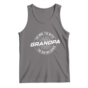 Funny Grandpa Tank Top Man Myth Bad Influence Funny Fathers Day TS10 Deep Heather Print Your Wear