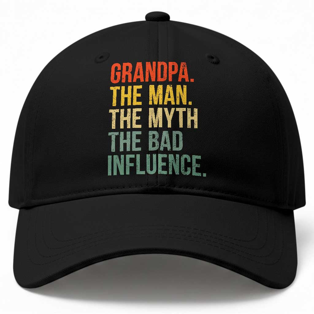 Funny Grandpa Baseball Cap Retro Man Myth Bad Influence Best Funny Fathers Day TS10 Print Your Wear