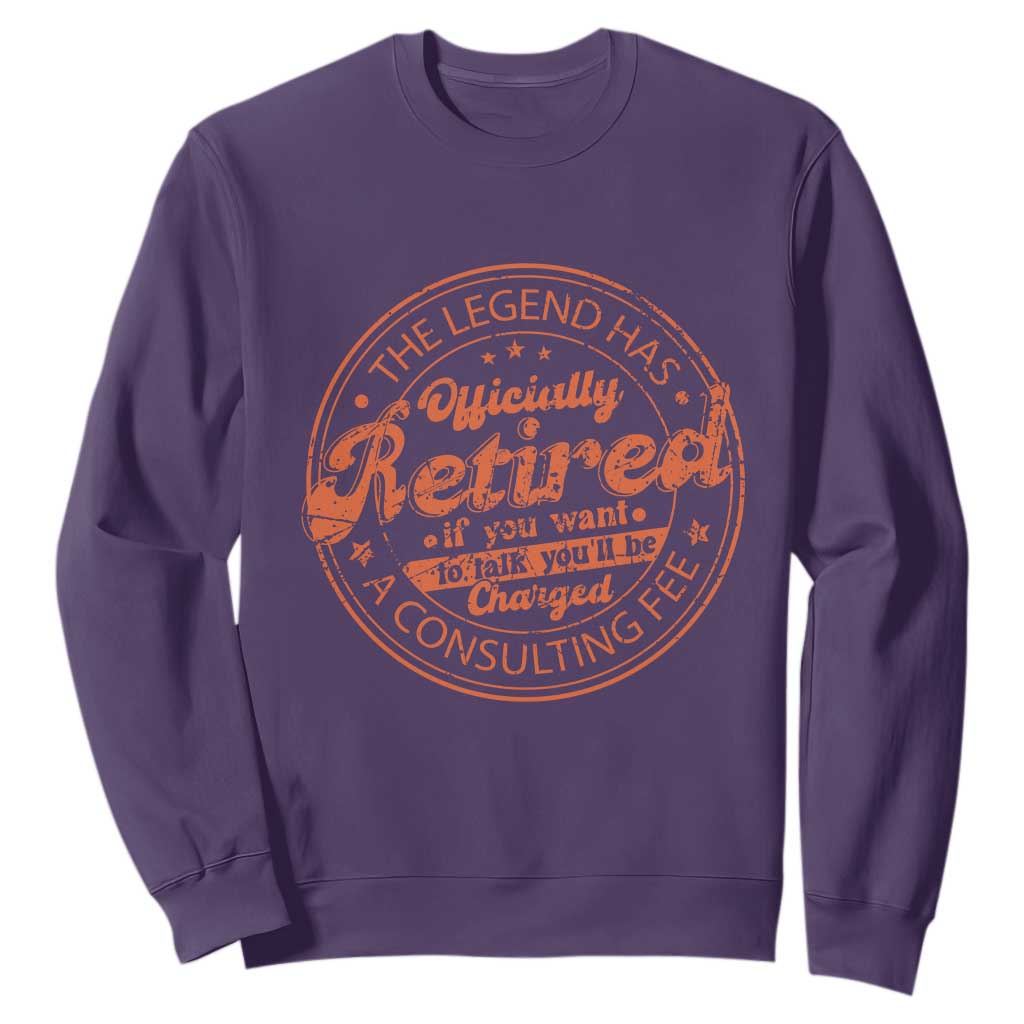 The Legend Has Retired Sweatshirt Retro Funny Retirement Gift Dad Humor TS10 Purple Print Your Wear