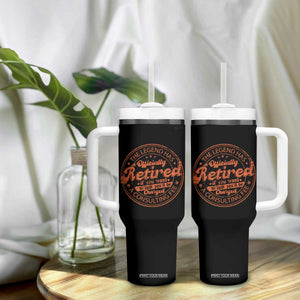 The Legend Has Retired Tumbler With Handle Retro Funny Retirement Gift Dad Humor TS10 Print Your Wear