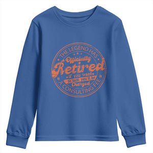 The Legend Has Retired Youth Sweatshirt Retro Funny Retirement Gift Dad Humor TS10 Royal Blue Print Your Wear