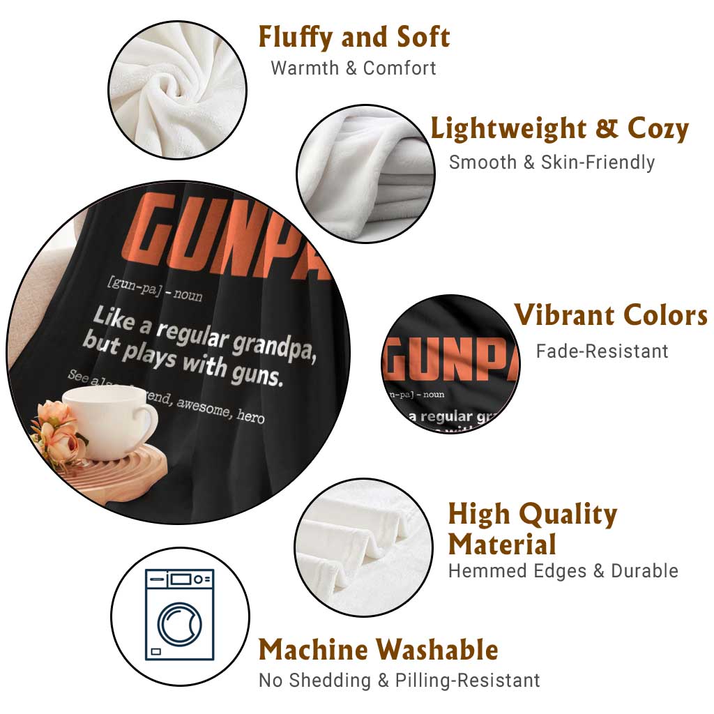 Funny Gunpa Throw Blanket Gun Lover Grandpa Pro Gun Enthusiast TS10 Print Your Wear