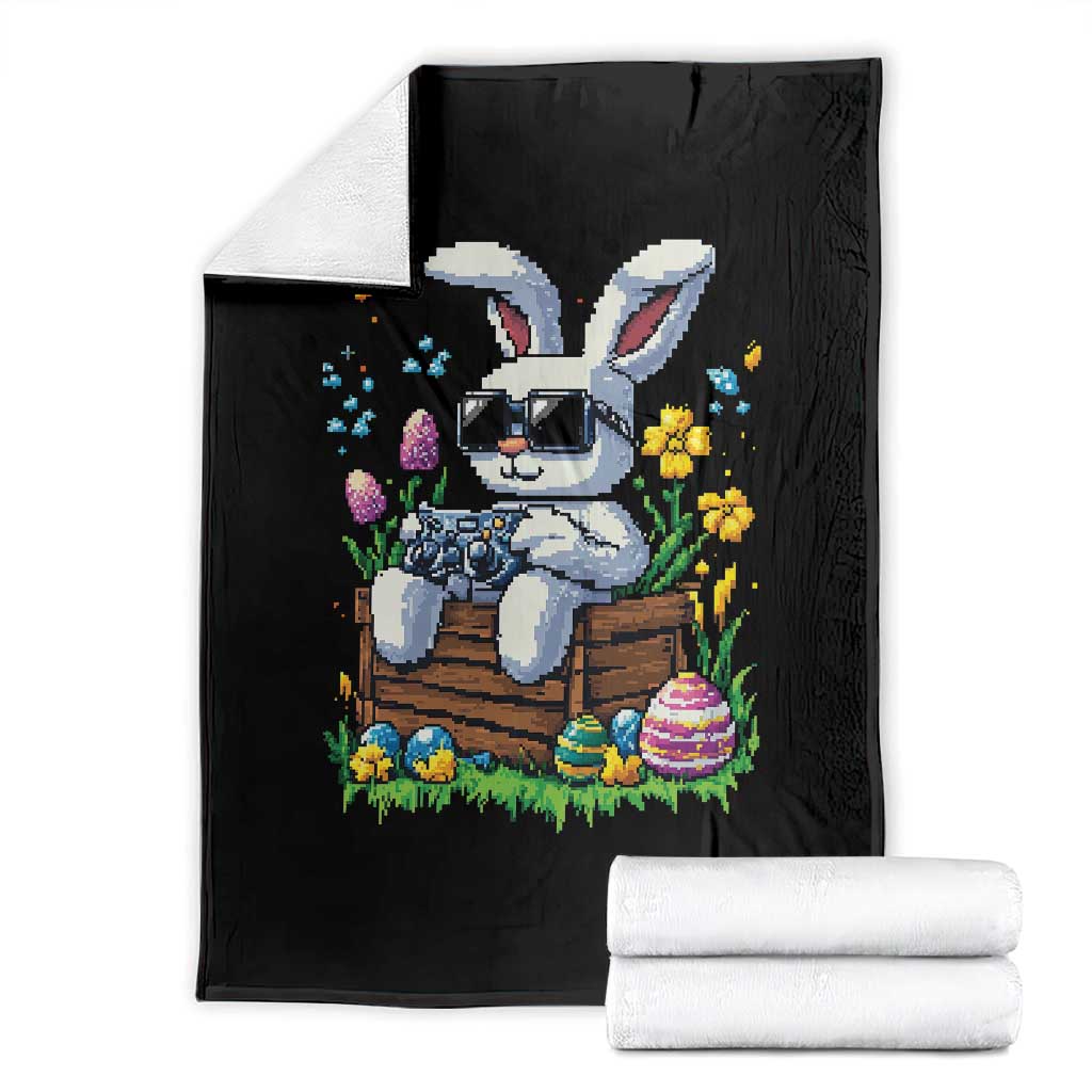 Gamer Rabbit Throw Blanket Cute Bunny Gaming Eggs Video Games Easter Pixel Garden TS10 Black Print Your Wear
