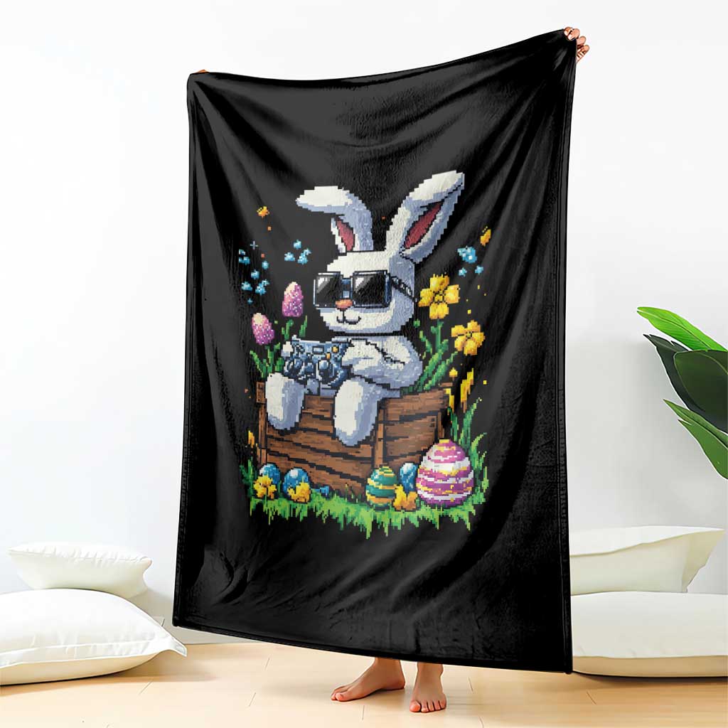 Gamer Rabbit Throw Blanket Cute Bunny Gaming Eggs Video Games Easter Pixel Garden TS10 Print Your Wear