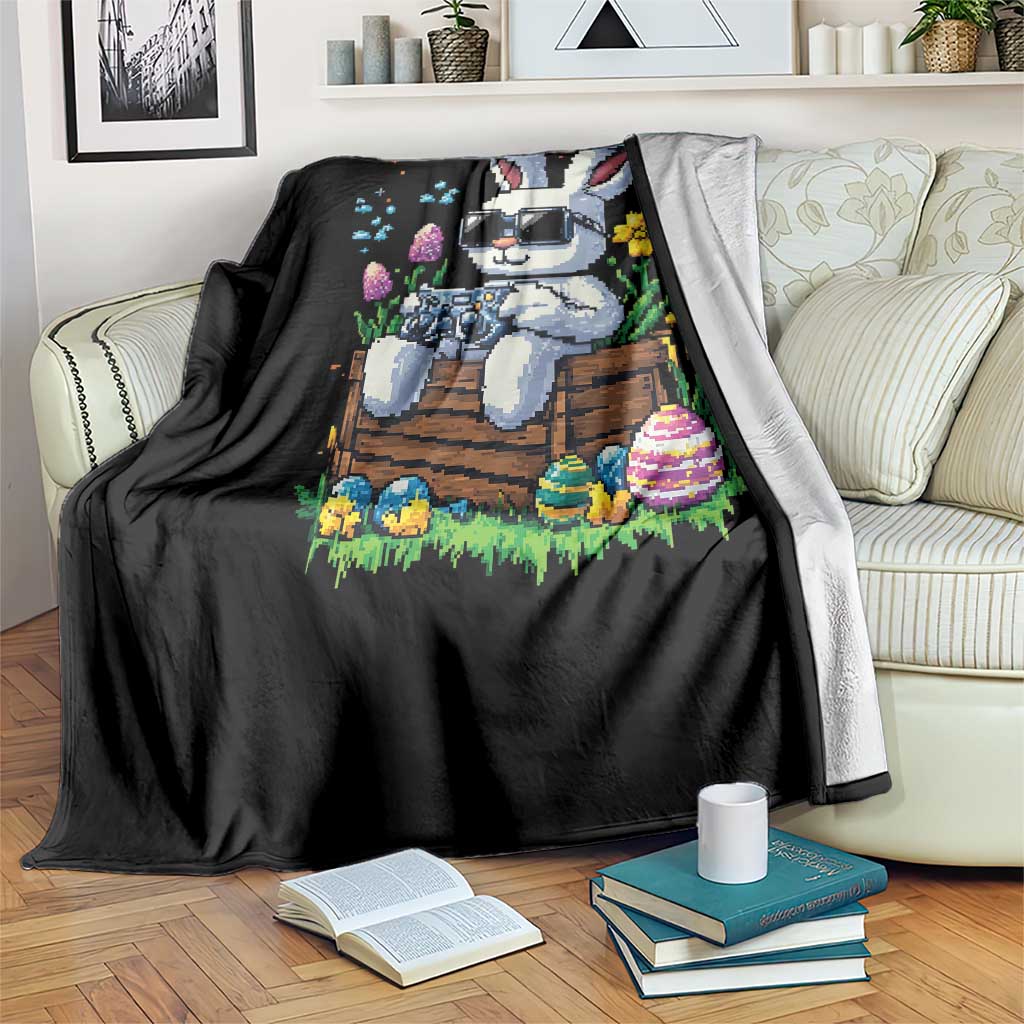 Gamer Rabbit Throw Blanket Cute Bunny Gaming Eggs Video Games Easter Pixel Garden TS10 Print Your Wear