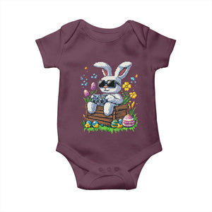 Gamer Rabbit Baby Onesie Cute Bunny Gaming Eggs Video Games Easter Pixel Garden TS10 Maroon Print Your Wear