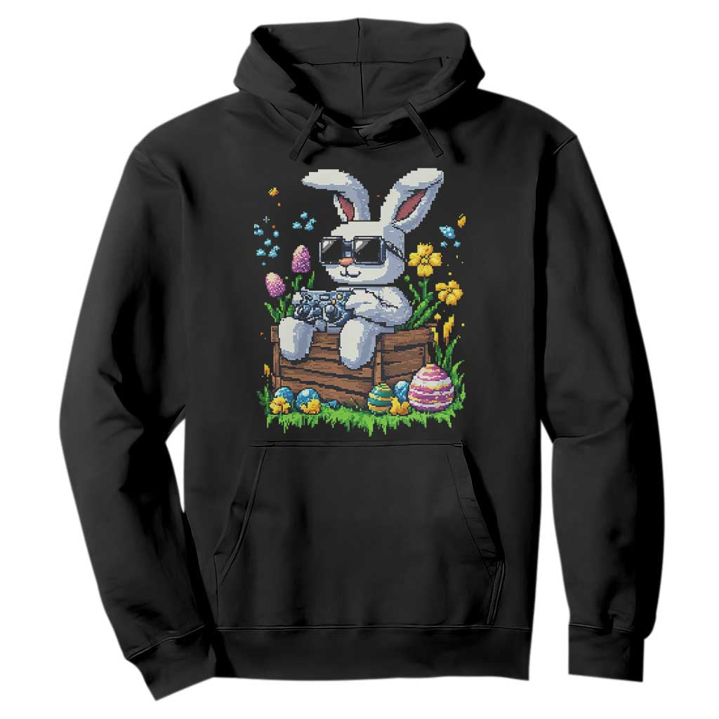 Gamer Rabbit Hoodie Cute Bunny Gaming Eggs Video Games Easter Pixel Garden TS10 Black Print Your Wear