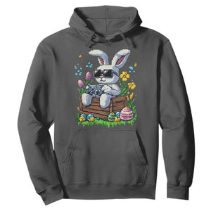 Gamer Rabbit Hoodie Cute Bunny Gaming Eggs Video Games Easter Pixel Garden TS10 Dark Heather Print Your Wear