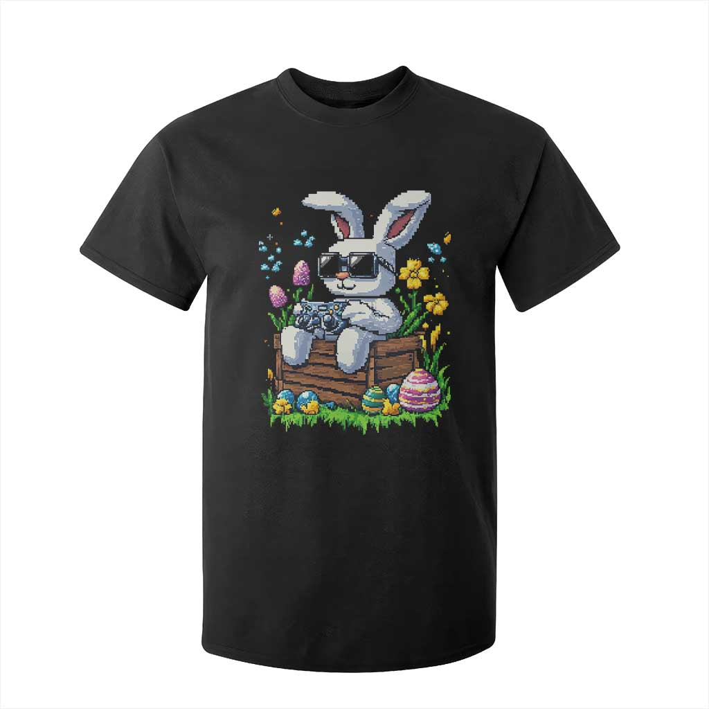 Gamer Rabbit T Shirt For Kid Cute Bunny Gaming Eggs Video Games Easter Pixel Garden TS10 Black Print Your Wear