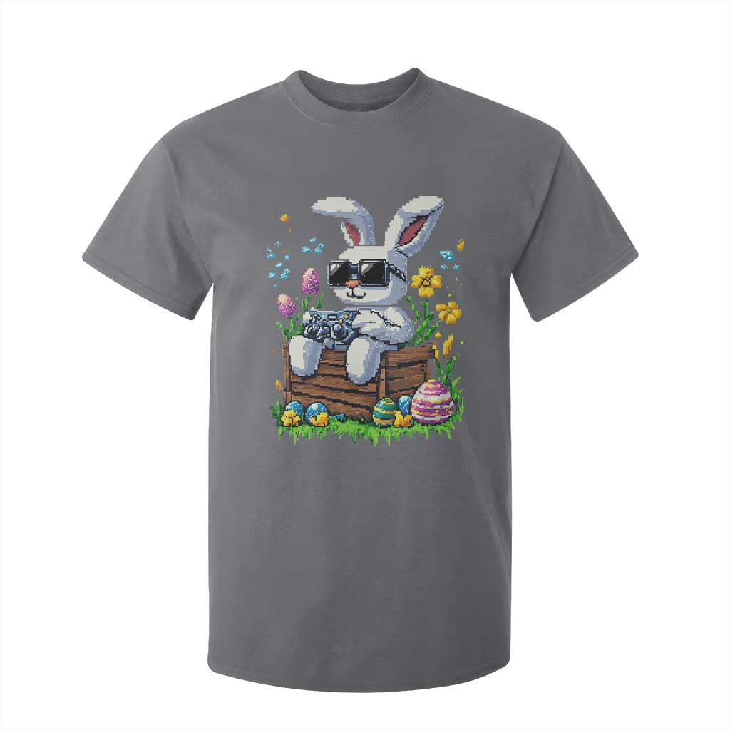 Gamer Rabbit T Shirt For Kid Cute Bunny Gaming Eggs Video Games Easter Pixel Garden TS10 Charcoal Print Your Wear