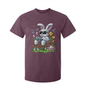 Gamer Rabbit T Shirt For Kid Cute Bunny Gaming Eggs Video Games Easter Pixel Garden TS10 Maroon Print Your Wear
