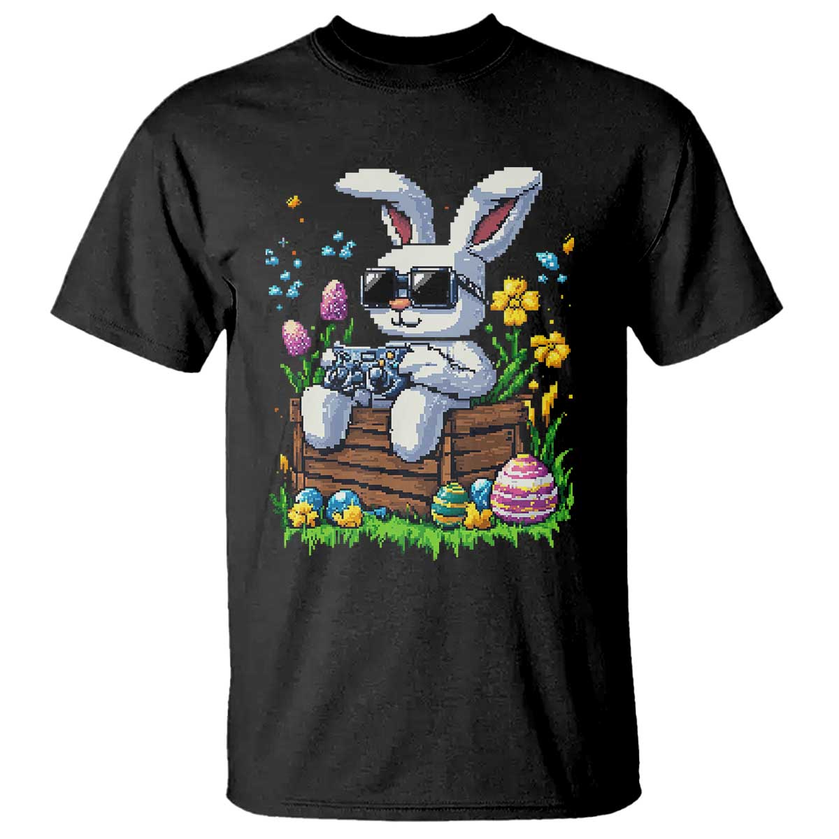 Gamer Rabbit T Shirt Cute Bunny Gaming Eggs Video Games Easter Pixel Garden TS10 Black Print Your Wear