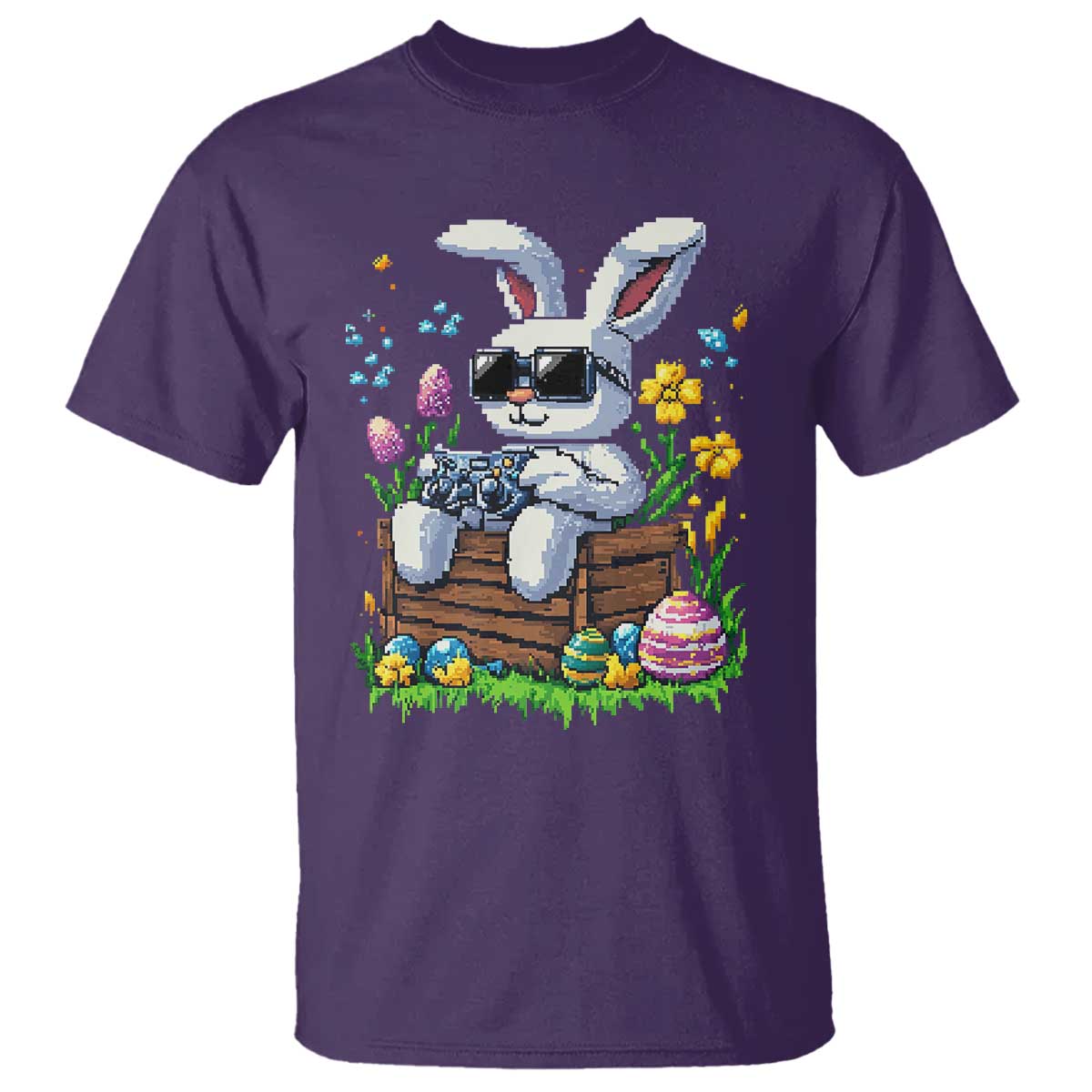 Gamer Rabbit T Shirt Cute Bunny Gaming Eggs Video Games Easter Pixel Garden TS10 Purple Print Your Wear