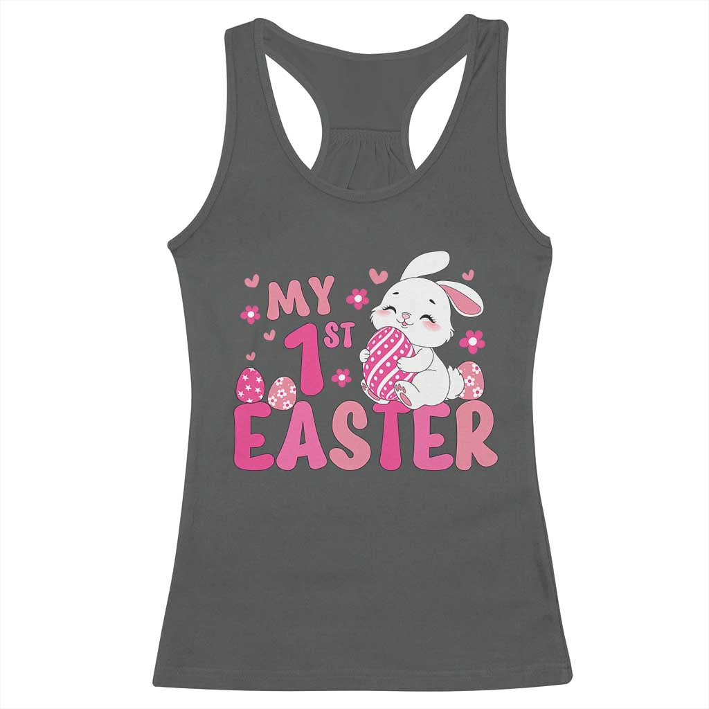 Baby First Easter Racerback Tank Top Cute Newborn Gift Bunny Rabbit TS10 Dark Heather Print Your Wear