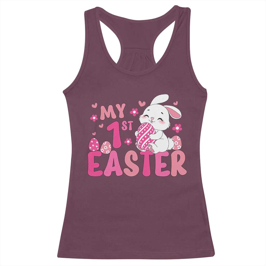Baby First Easter Racerback Tank Top Cute Newborn Gift Bunny Rabbit TS10 Maroon Print Your Wear
