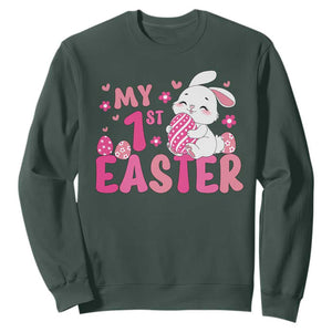 Baby First Easter Sweatshirt Cute Newborn Gift Bunny Rabbit TS10 Dark Forest Green Print Your Wear
