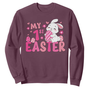 Baby First Easter Sweatshirt Cute Newborn Gift Bunny Rabbit TS10 Maroon Print Your Wear
