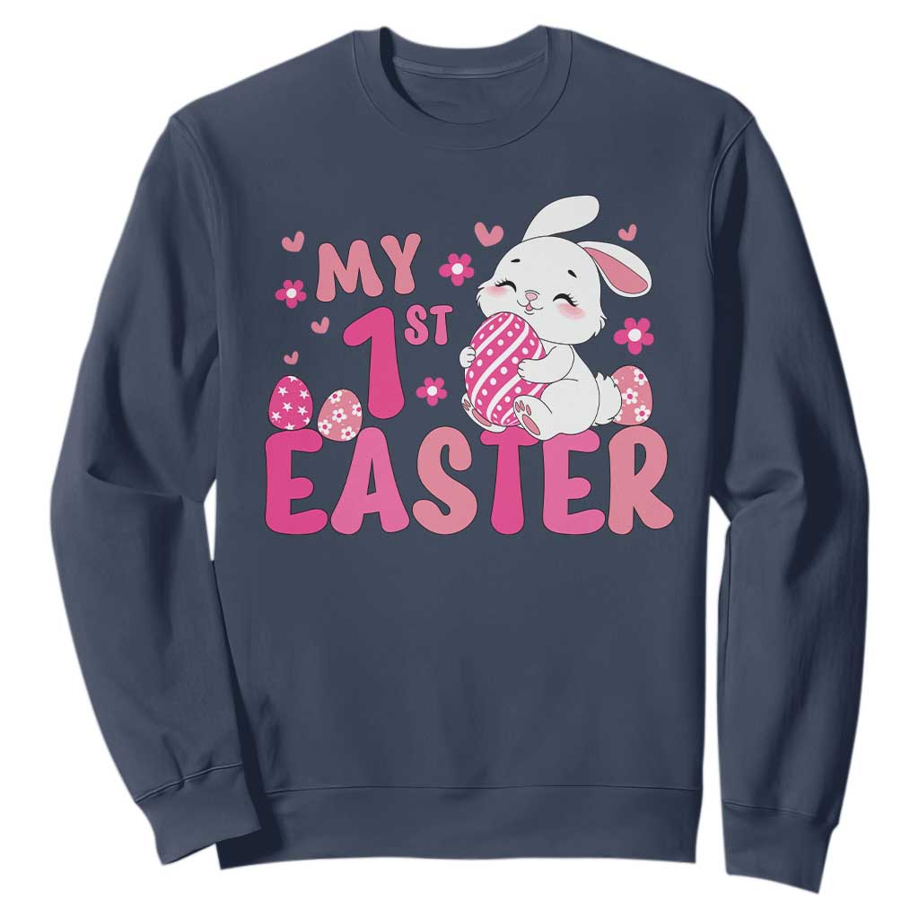 Baby First Easter Sweatshirt Cute Newborn Gift Bunny Rabbit TS10 Navy Print Your Wear