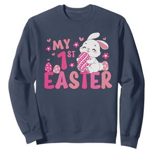 Baby First Easter Sweatshirt Cute Newborn Gift Bunny Rabbit TS10 Navy Print Your Wear