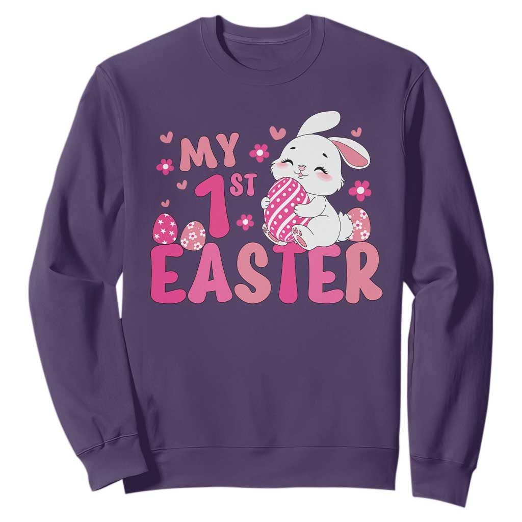 Baby First Easter Sweatshirt Cute Newborn Gift Bunny Rabbit TS10 Purple Print Your Wear