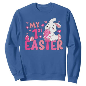 Baby First Easter Sweatshirt Cute Newborn Gift Bunny Rabbit TS10 Royal Blue Print Your Wear