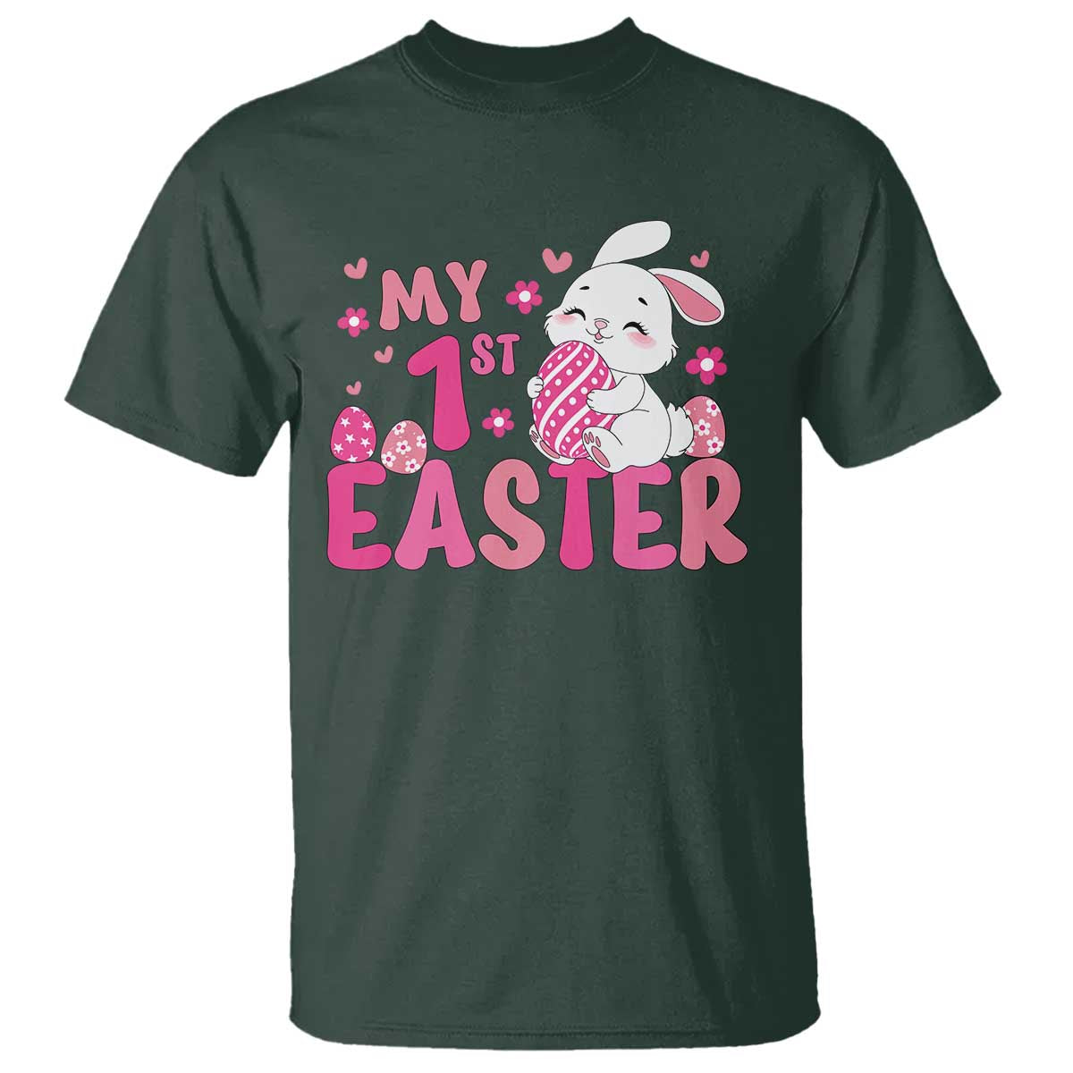 Baby First Easter T Shirt Cute Newborn Gift Bunny Rabbit TS10 Dark Forest Green Print Your Wear