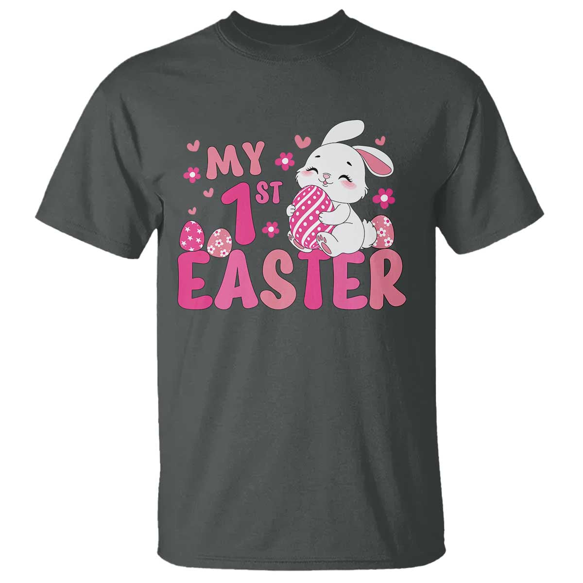 Baby First Easter T Shirt Cute Newborn Gift Bunny Rabbit TS10 Dark Heather Print Your Wear