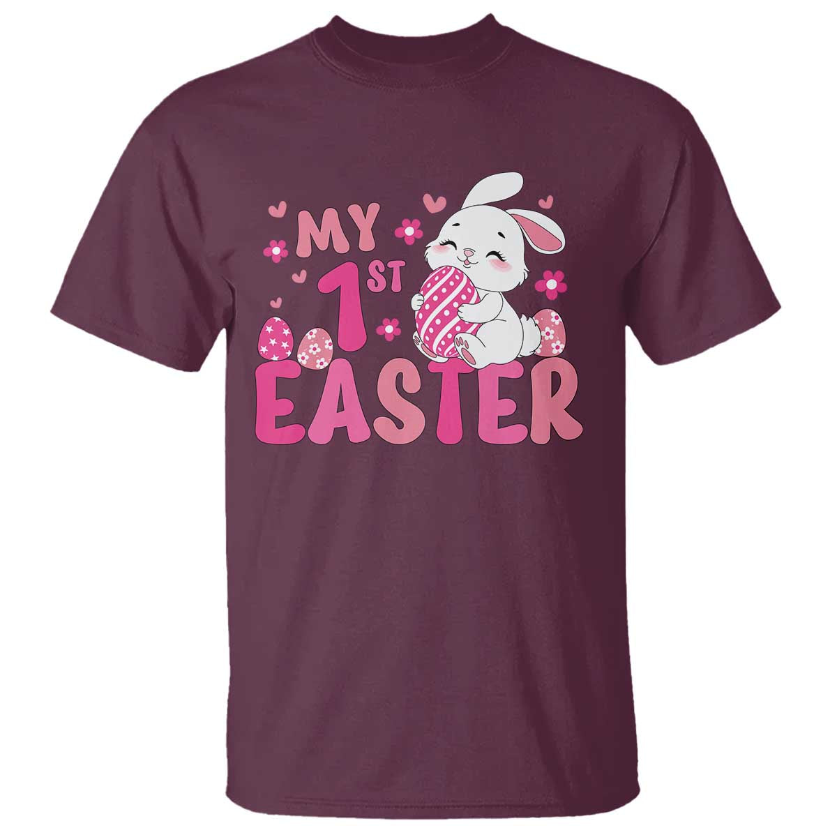 Baby First Easter T Shirt Cute Newborn Gift Bunny Rabbit TS10 Maroon Print Your Wear