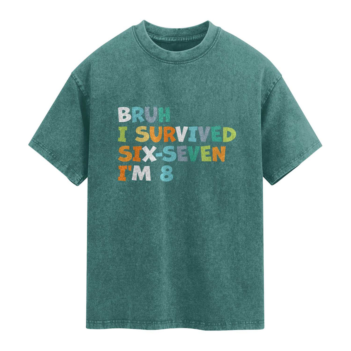 8th Birthday Washed Cotton T-Shirt Im 8 Year Old Six Seven Bruh I Survived 67