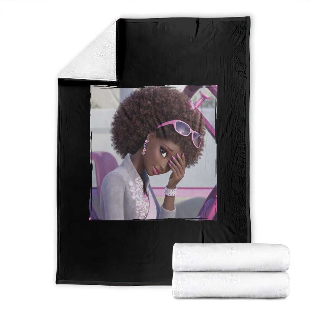 Disgusted Black Doll Meme Throw Blanket Funny Sassy Reaction Afro Girl With Attitude TS10 Black Print Your Wear