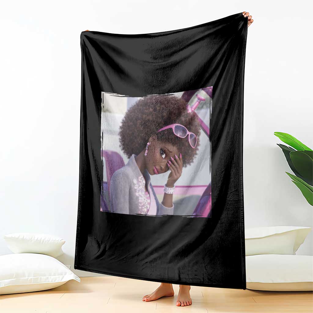 Disgusted Black Doll Meme Throw Blanket Funny Sassy Reaction Afro Girl With Attitude TS10 Print Your Wear
