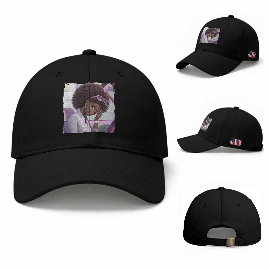 Disgusted Black Doll Meme Baseball Cap Funny Sassy Reaction Afro Girl With Attitude TS10 Baseball Cap Universal Fit Black Print Your Wear